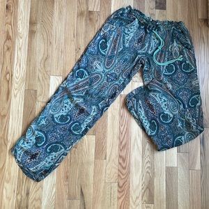 Casual pull tie paisley print pants